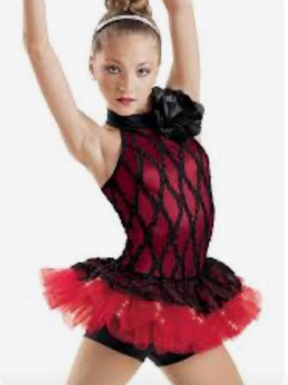 Weissman Red and Black Halter Dance Costume, Size SA (Small Adult)